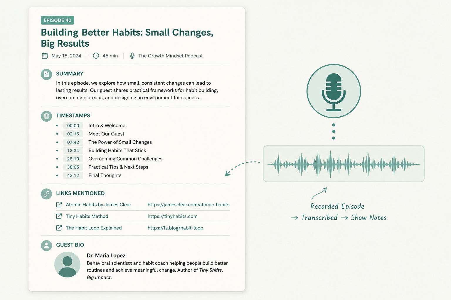 Podcast Show Notes Template: From Transcript to Notes